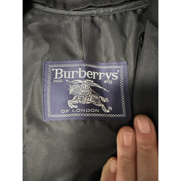 Vintage Burberrys Wool Trench Coat NovaCheck Liner Black Size 6 Long - Picture 3 of 16